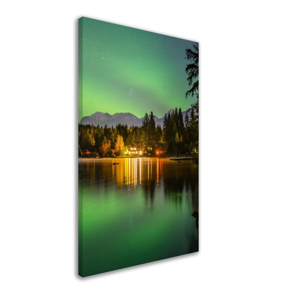 Aurora over Alta Lake Canvas Print - Northern Lights in Whistler, British Columbia, Canada