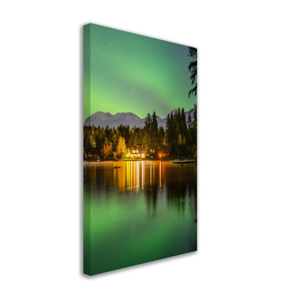 Aurora over Alta Lake Canvas Print - Northern Lights in Whistler, British Columbia, Canada